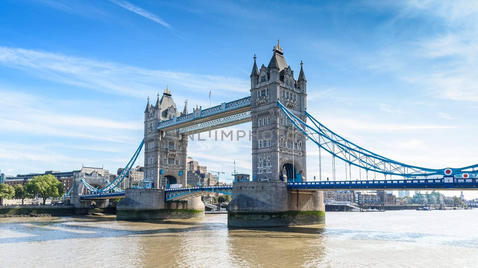 view of Tower Bridge over the River Thames, London, UK, England, selective focus
