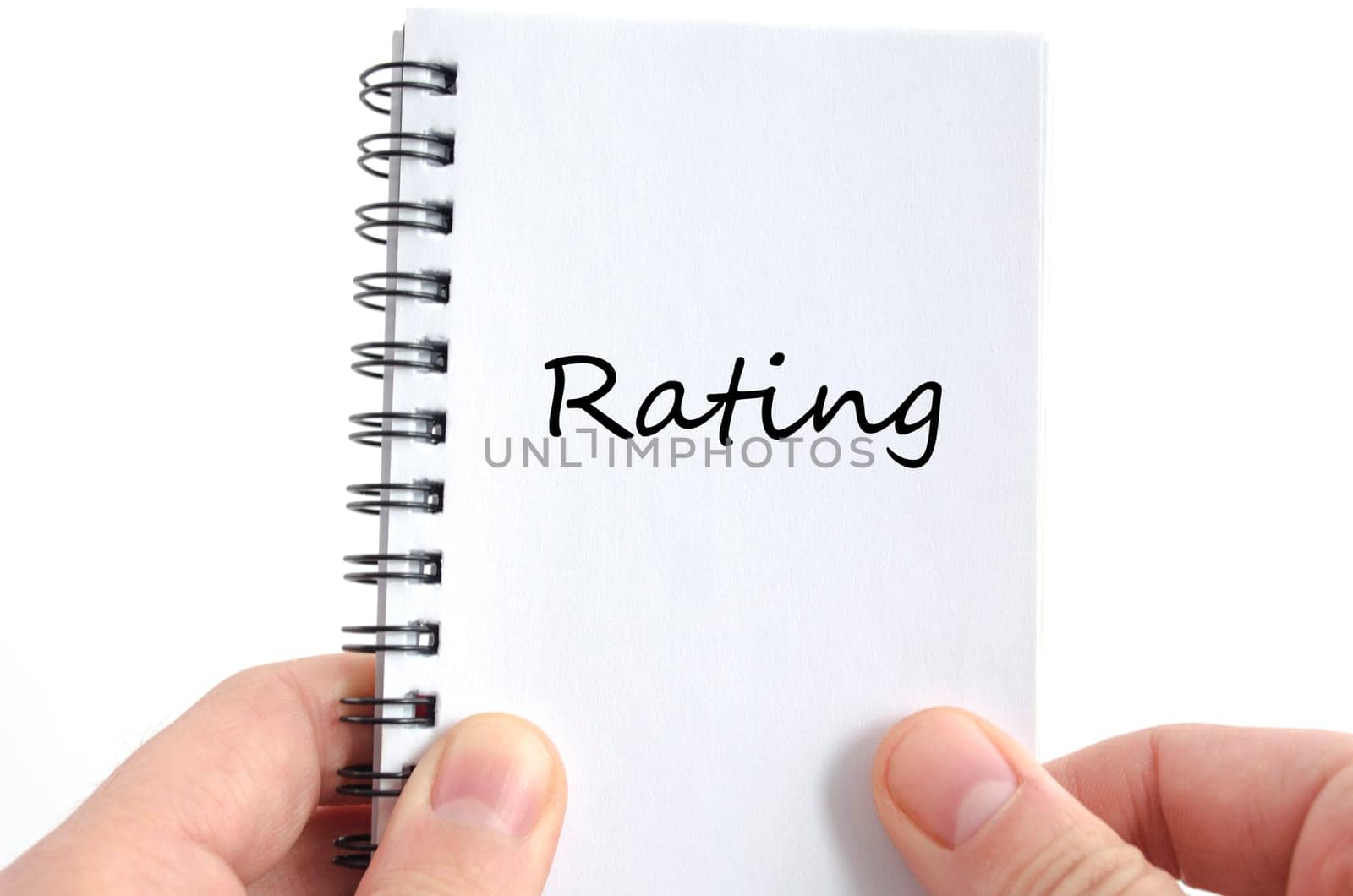 Ratings text concept isolated over white background