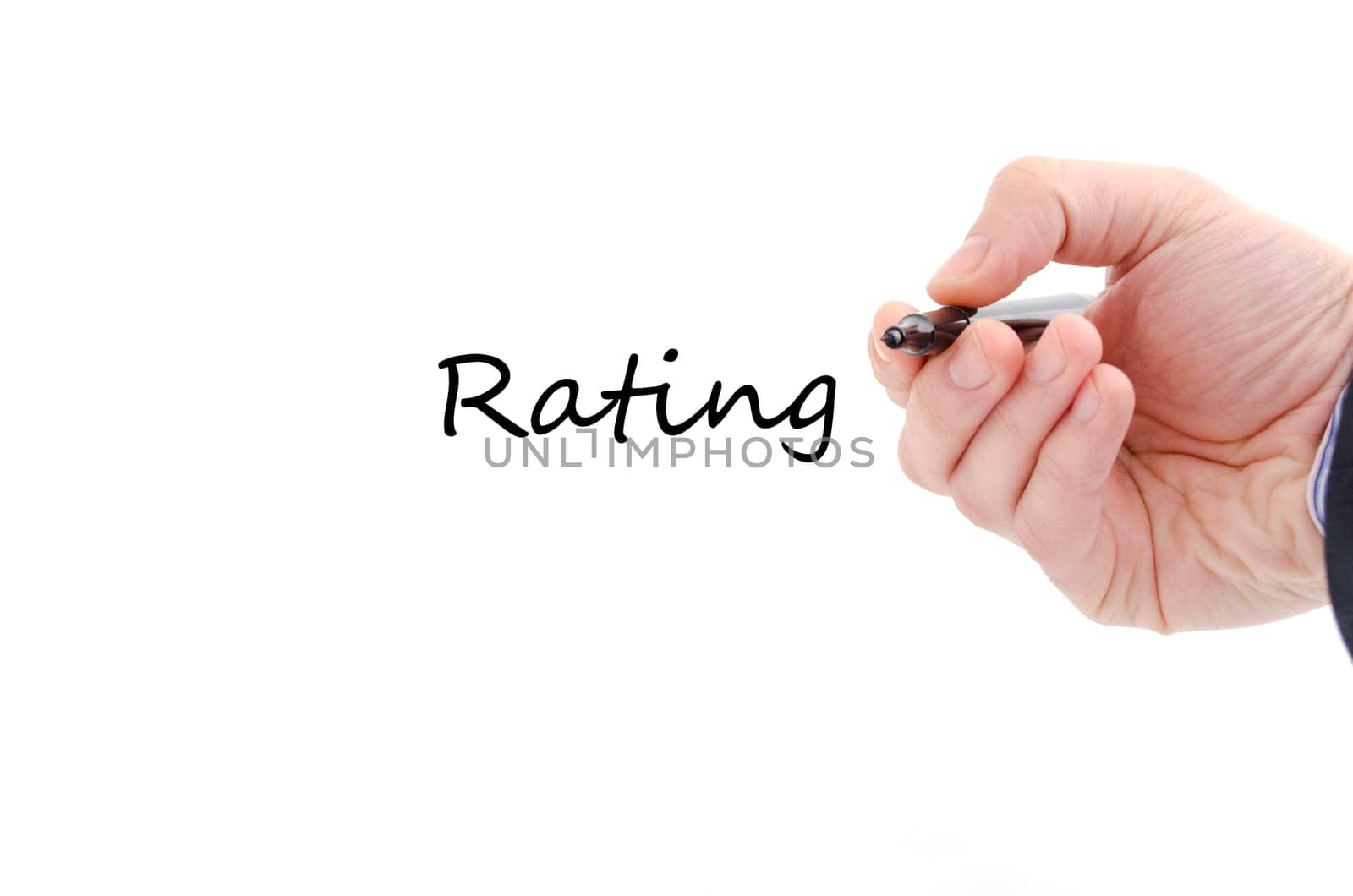 Ratings text concept isolated over white background