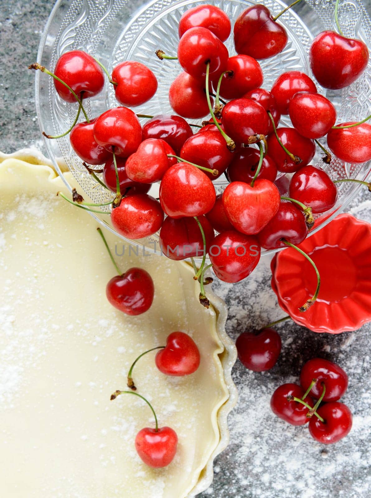 the fresh cherries and pie dough