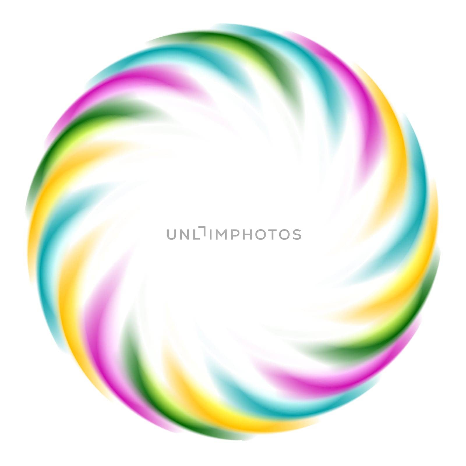 Colorful iridescent round logo on white background