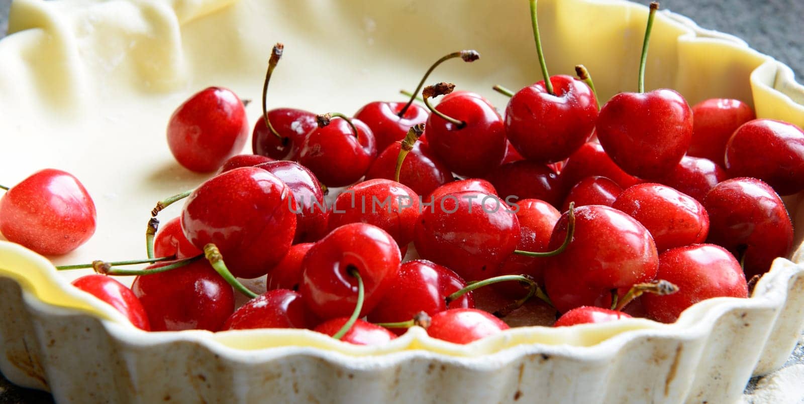 the fresh cherries and pie dough