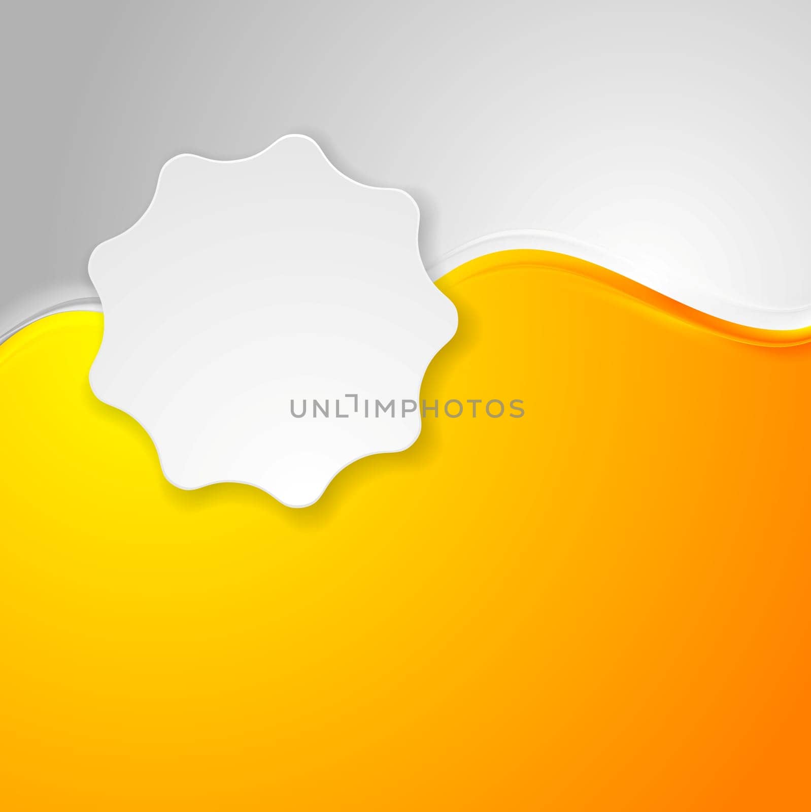 Bright orange waves and white label sticker