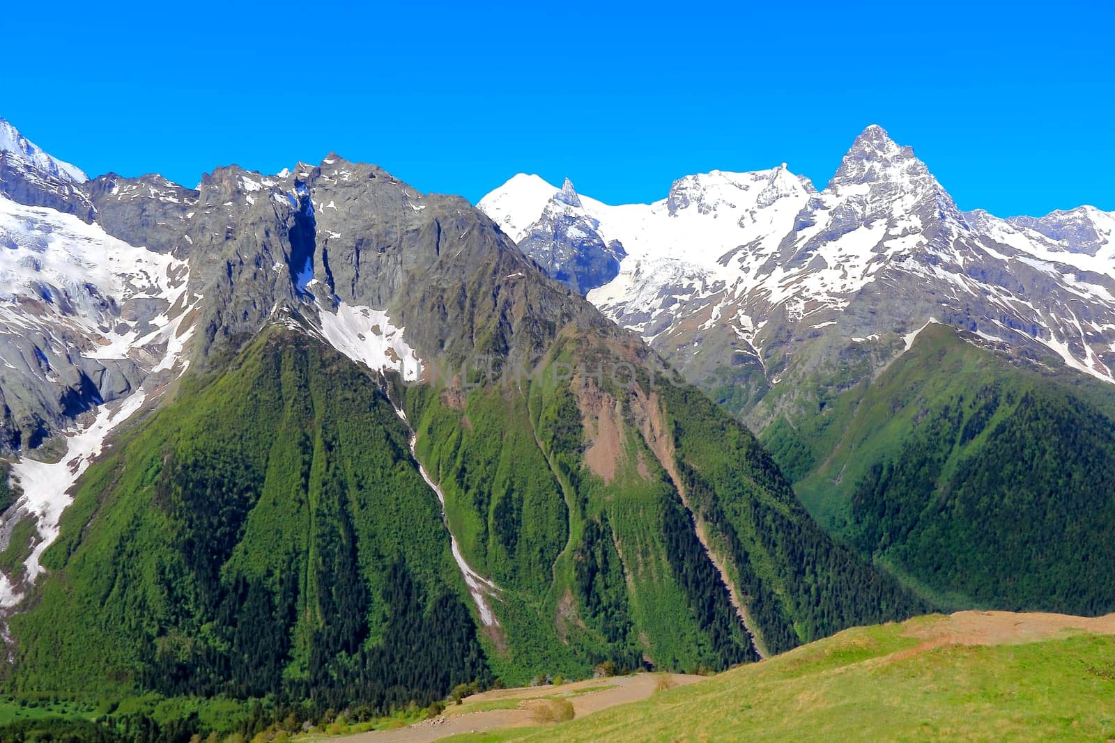 Image of beautiful landscape with Caucasus mountains