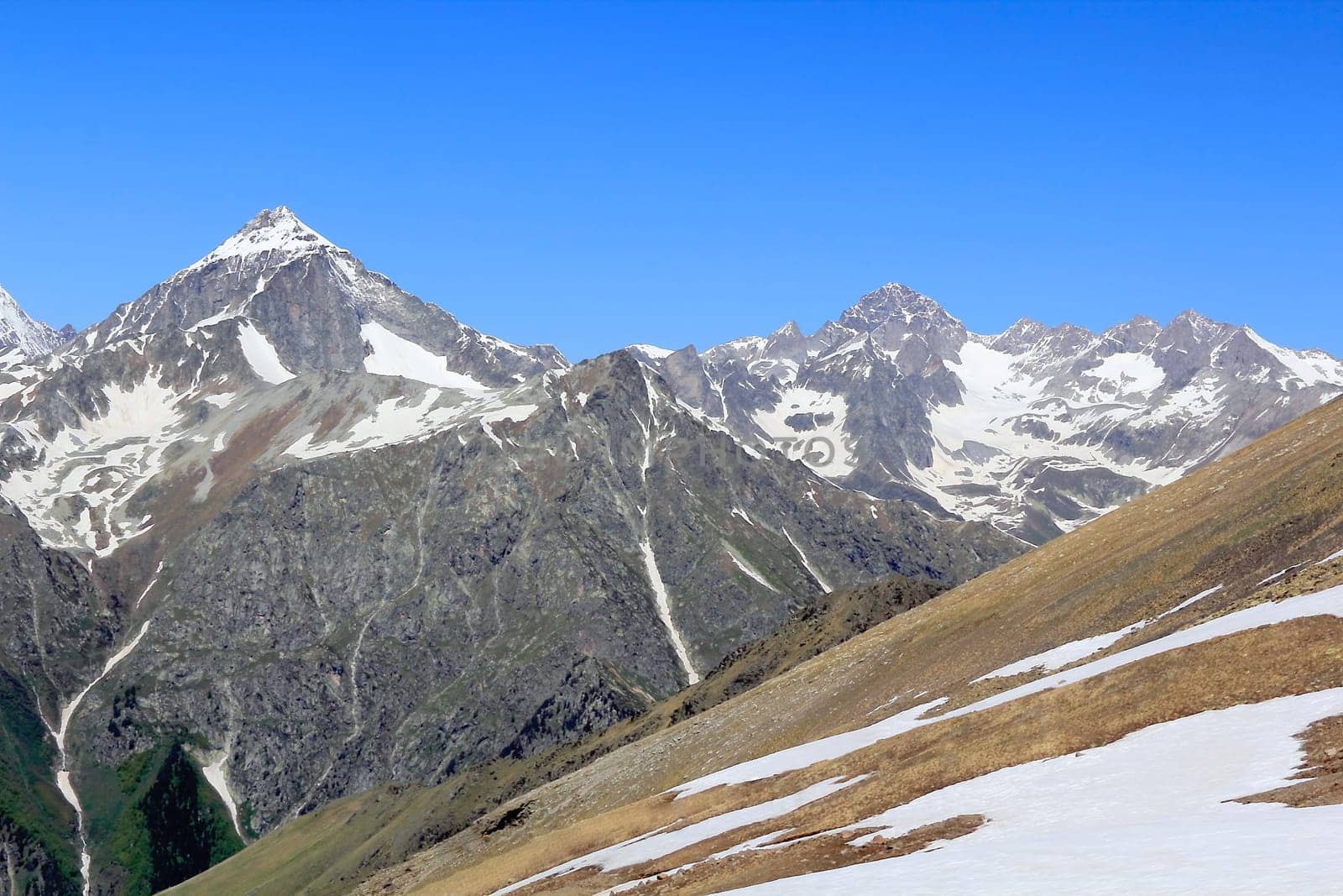 Scenery of rockies in Caucasus region in Russia