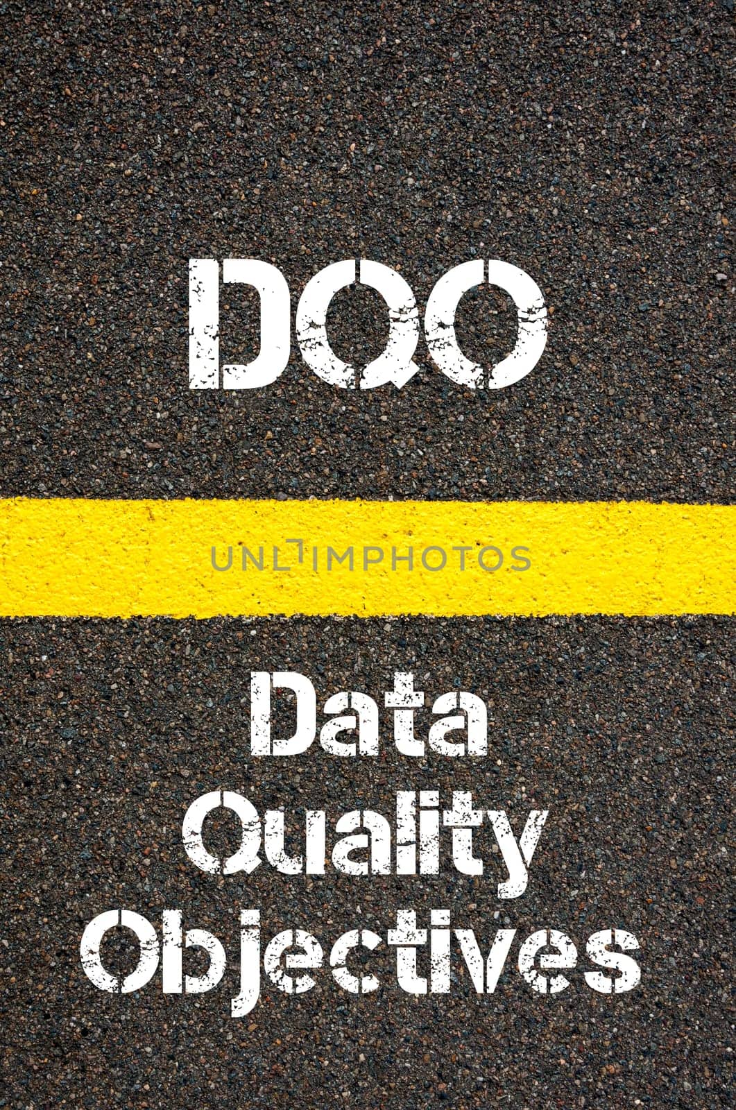 Concept image of Business Acronym DQO Data Quality Objectives written over road marking yellow paint line