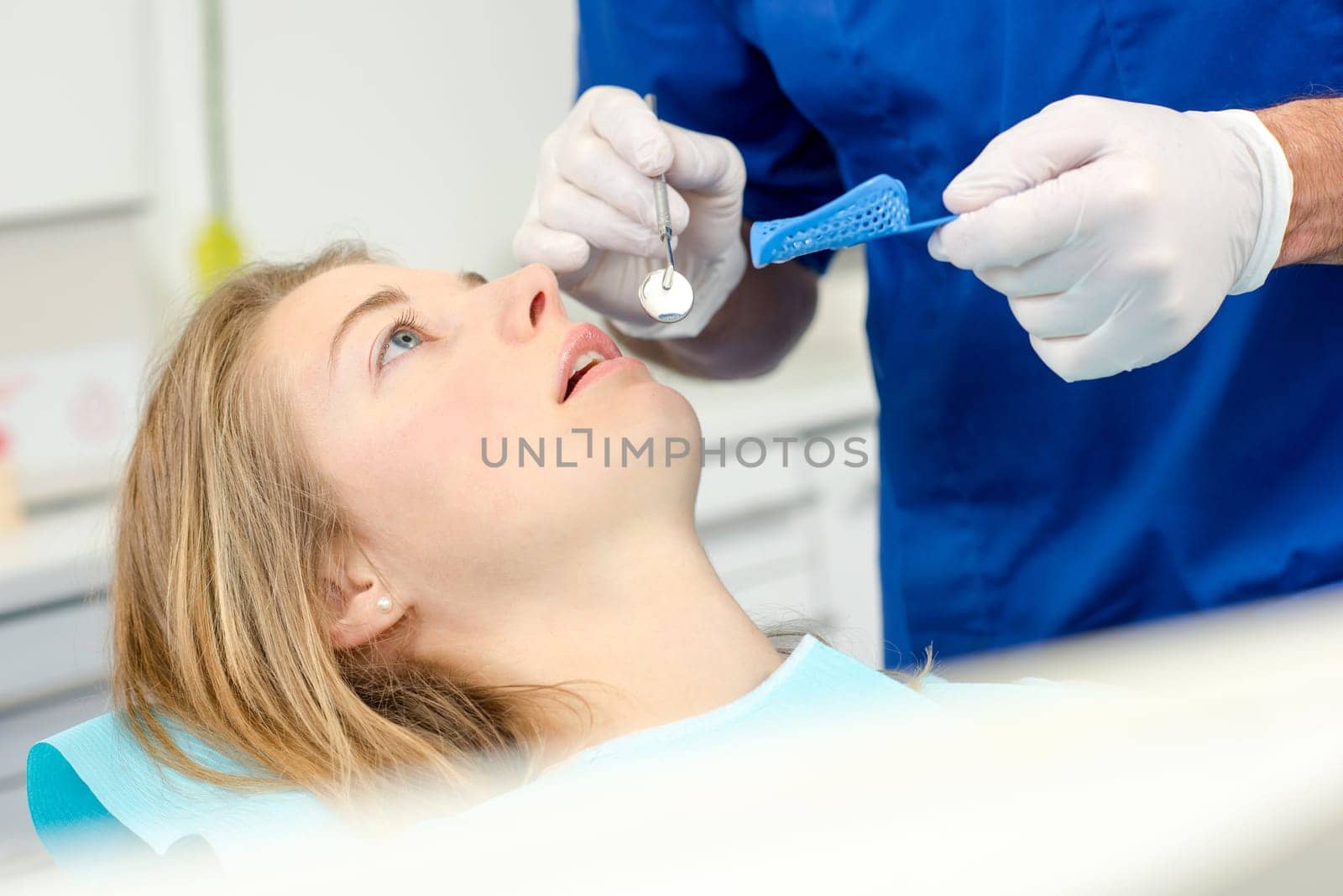 About to have her teeth moulded
