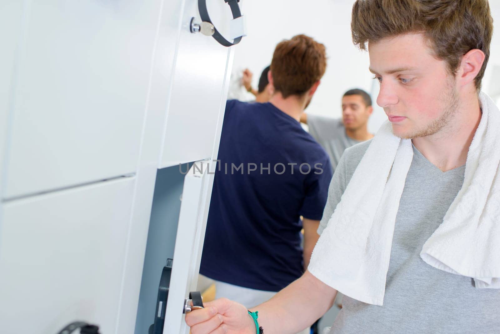 Man in locker room