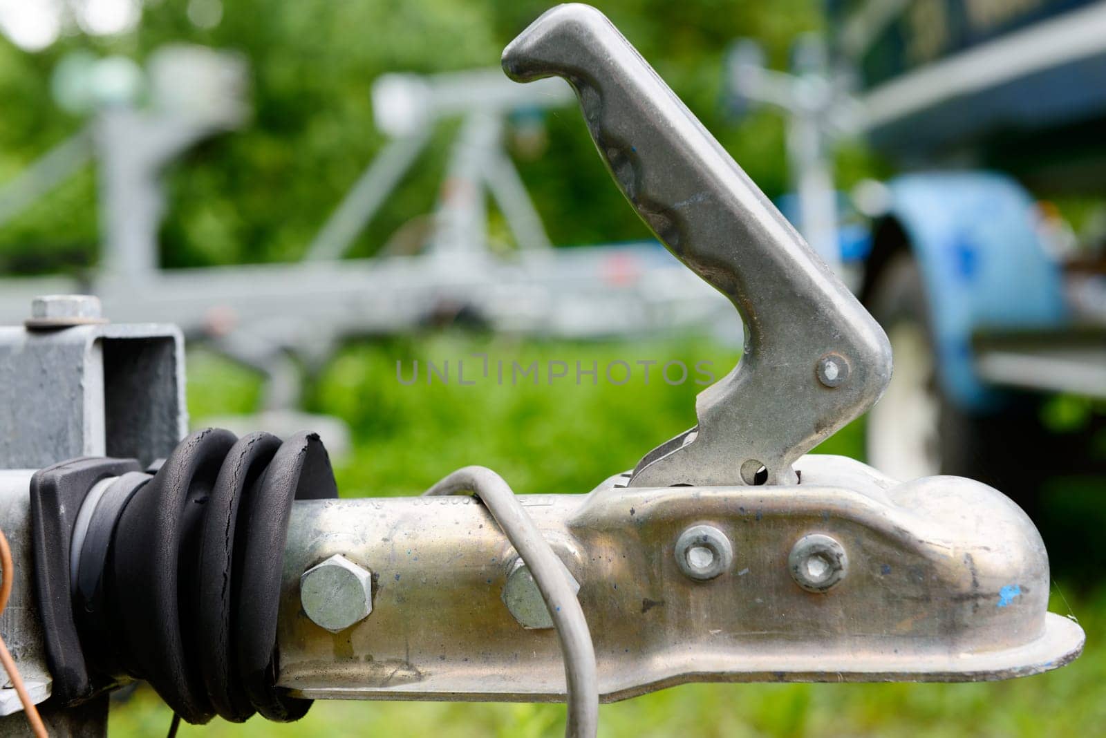 A close-up trailer hook for boats