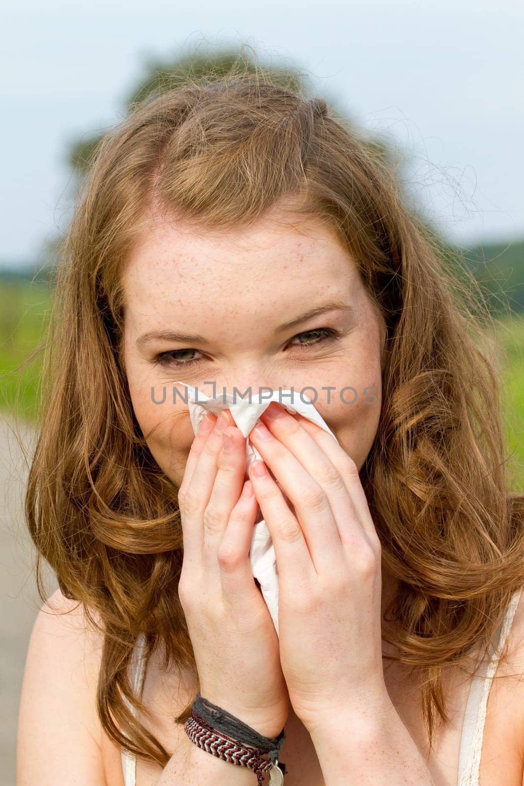Young woman with handkerchief