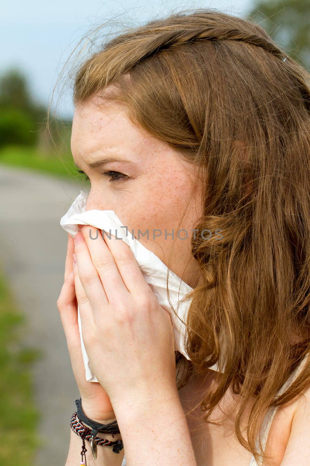 Young woman with handkerchief