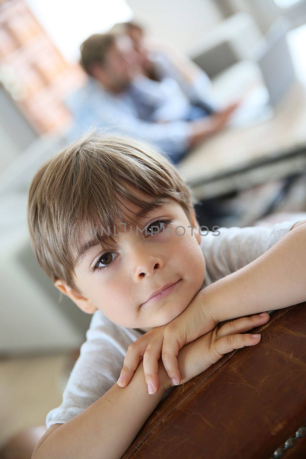 Portrait of cute little boy looking at camera