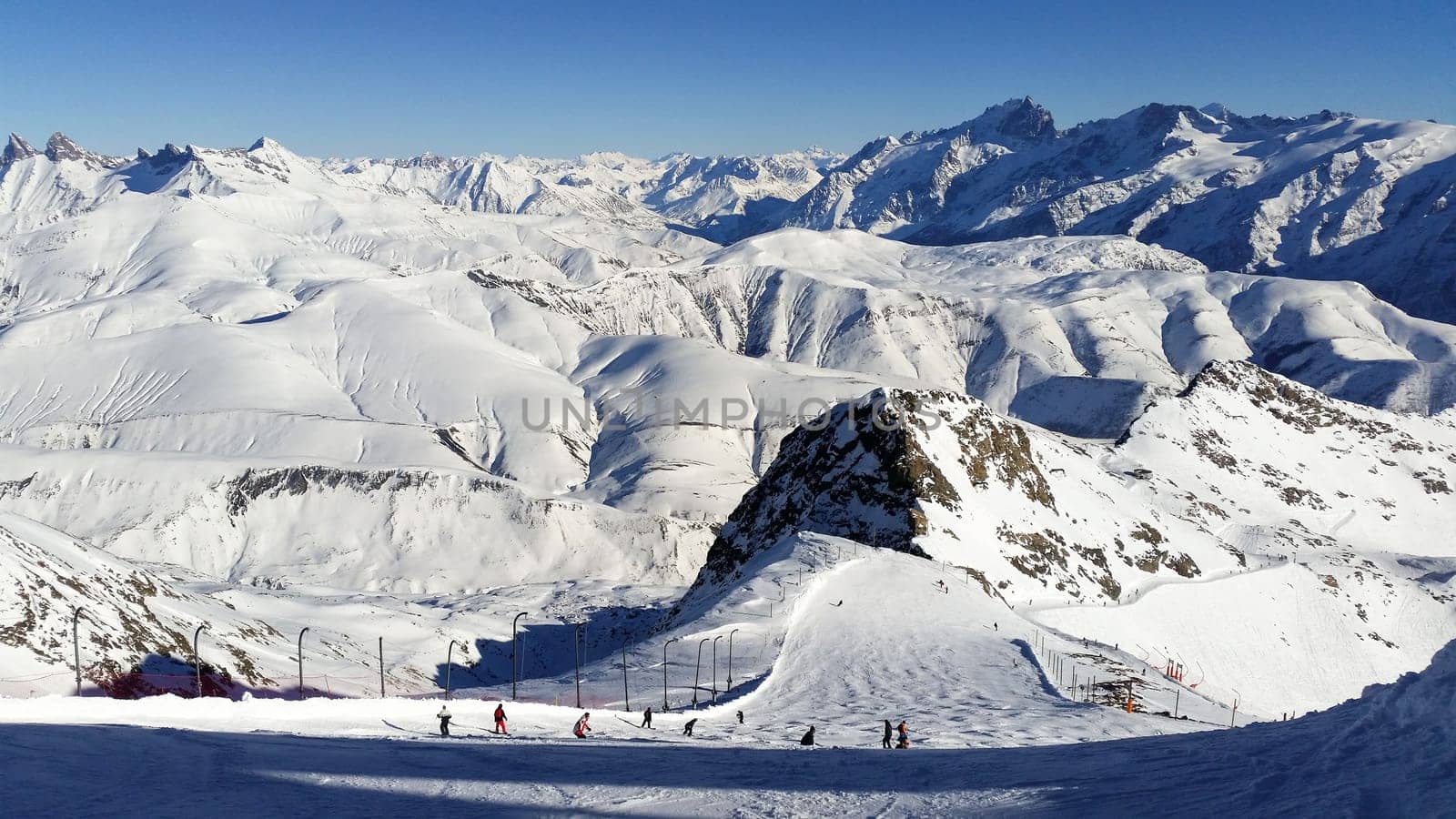 The Alpe d Huez ski domain in the French Alps