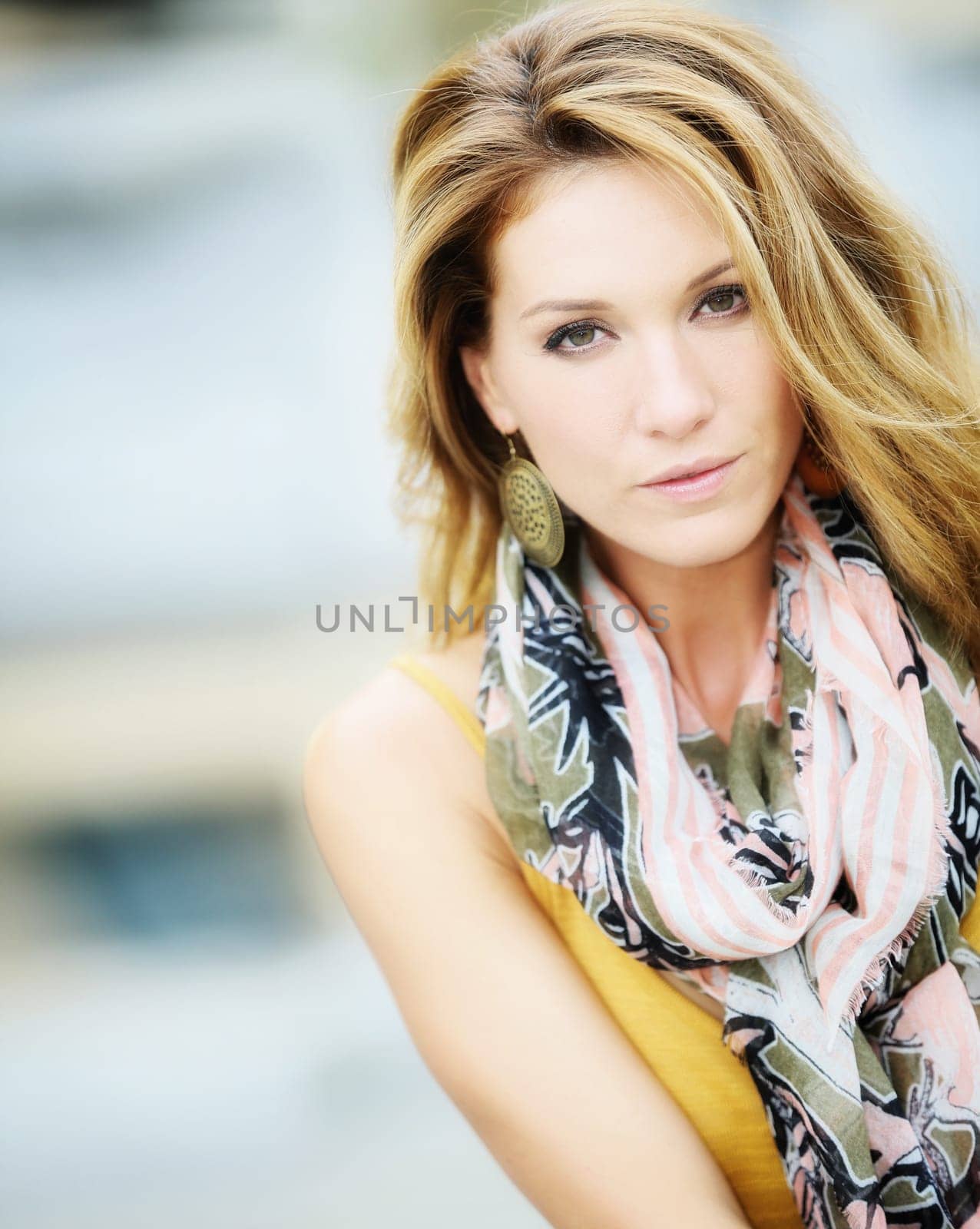 Portrait of beautiful smiling woman, fashion model