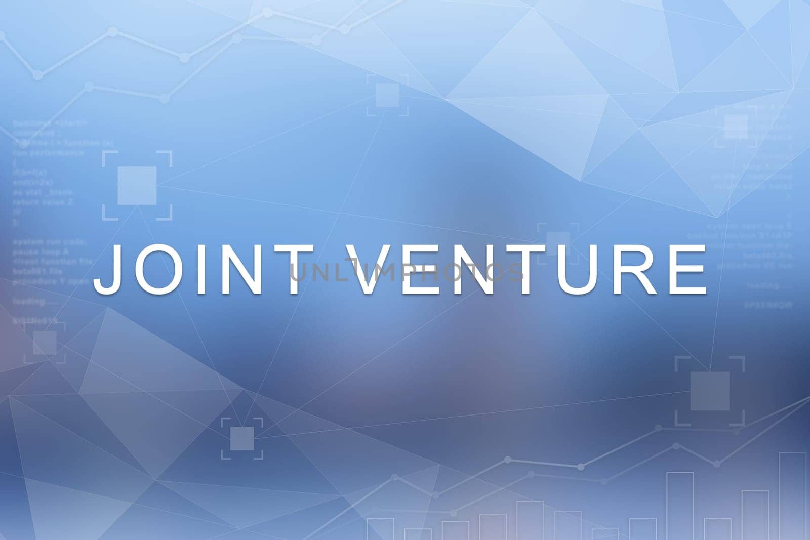 joint venture word on blue blurred and polygon background