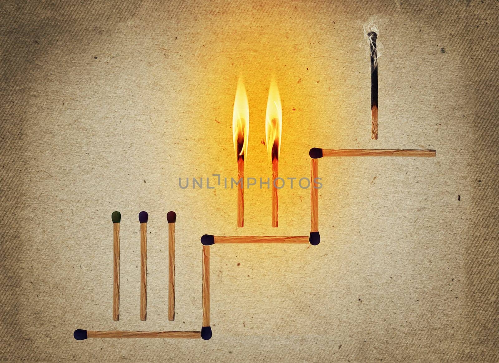 Set of matches stacked in a staircase or stairs formation as a metaphor for business career opportunities. Way to success. Competition and rivalry concept