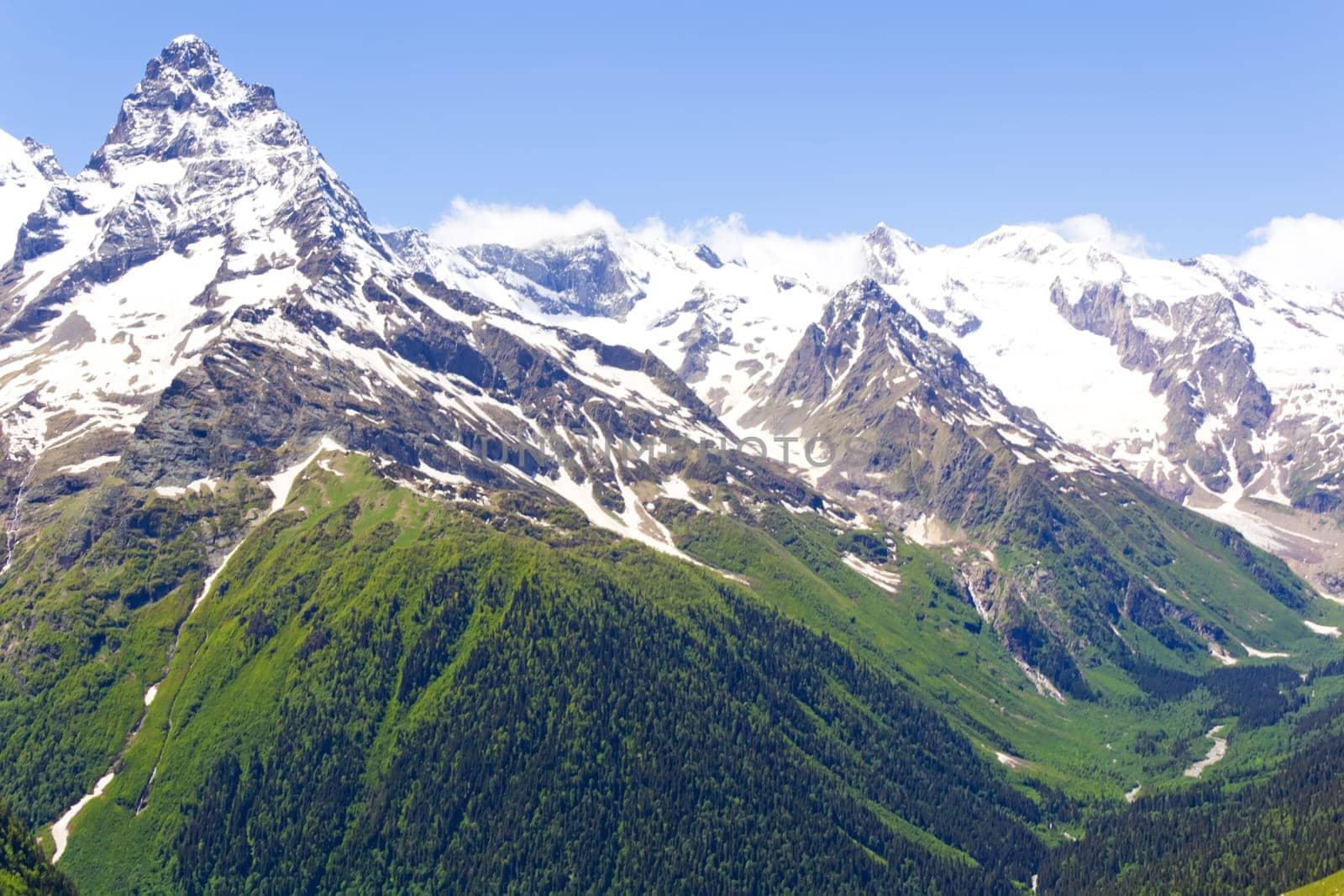Photo of landscape with Russian Caucasus rockies