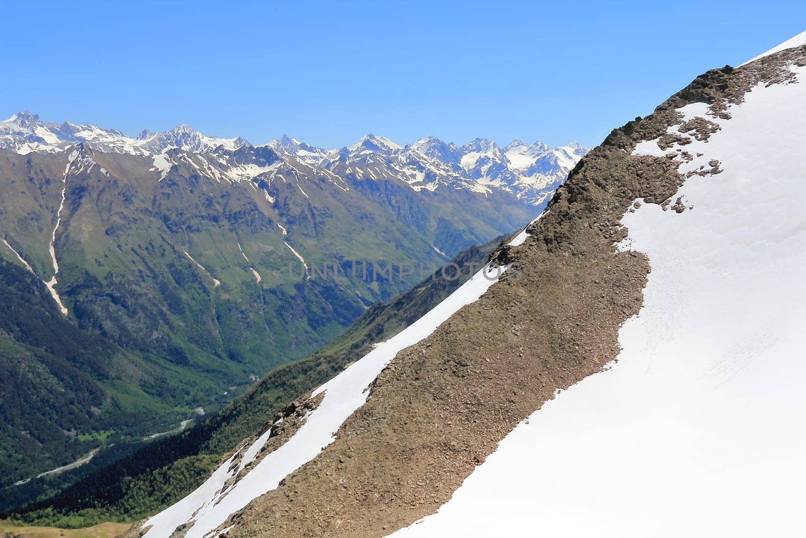 Scenery of rockies in Caucasus region in Russia