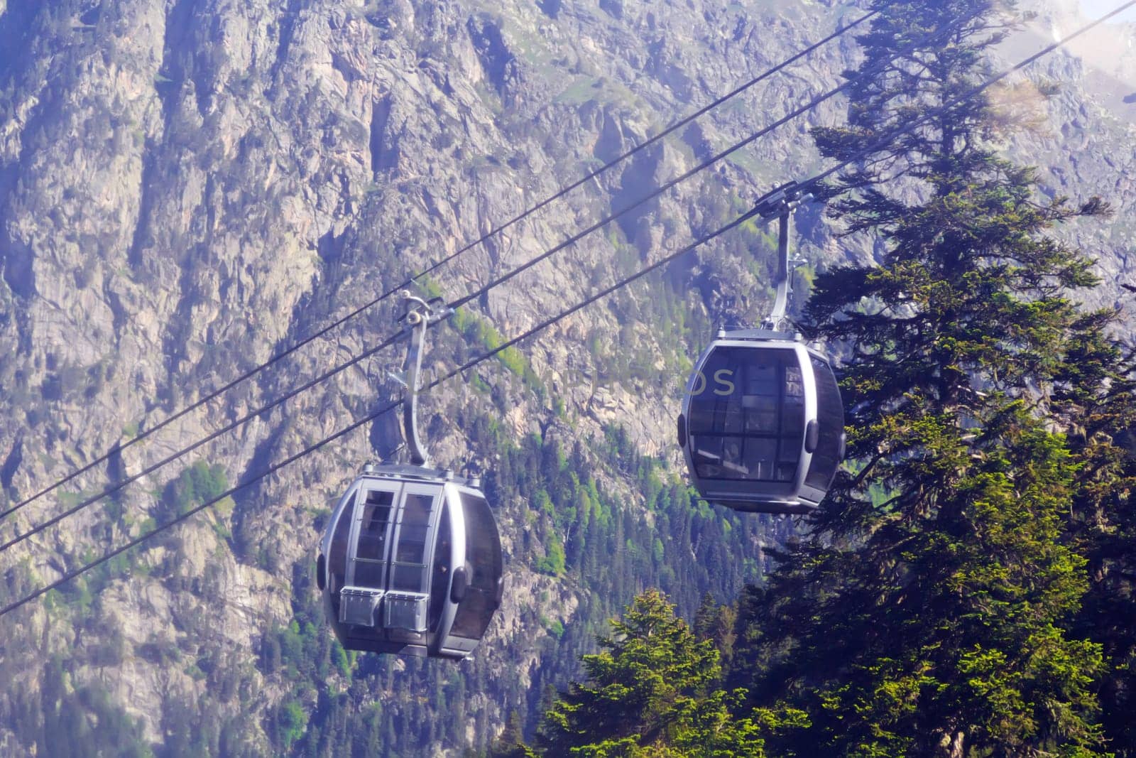 Photo of funicular in Caucasus mountains Russia