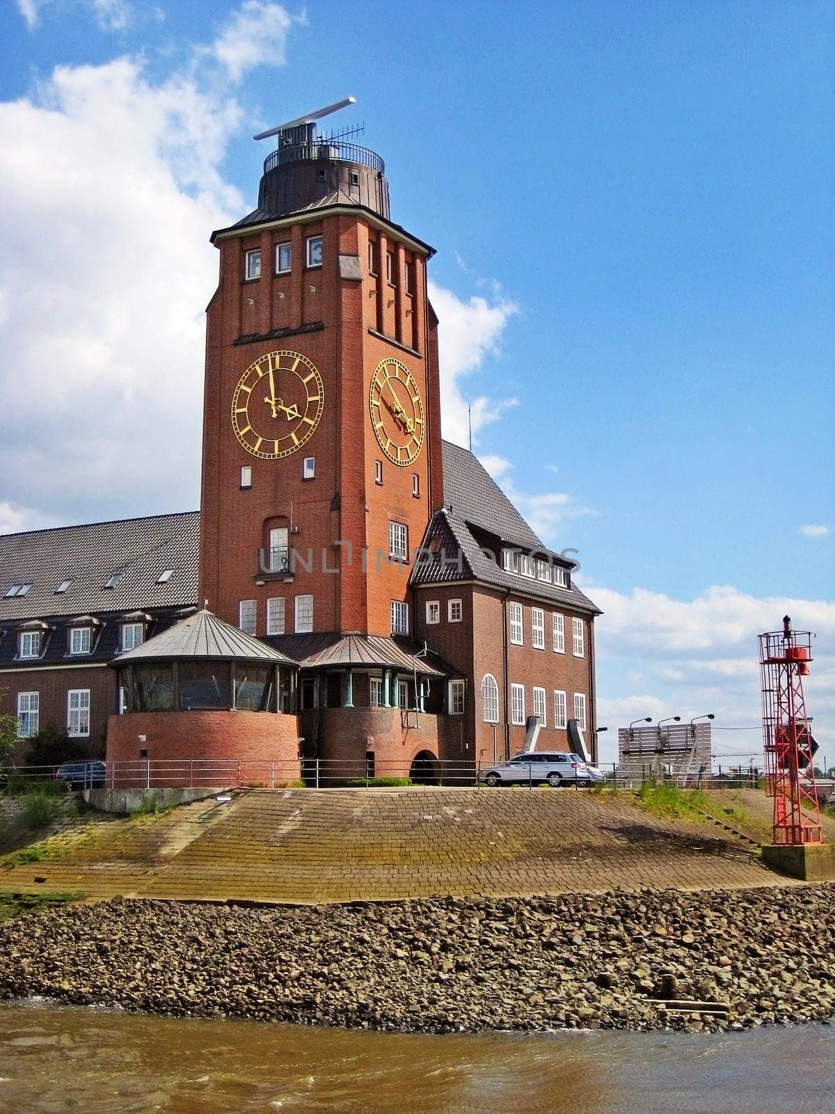 Hamburg, Germany - May 24, 2008: Building of Hamburg Harbor Pilots Association (Lotsenhaus Seemannshoft) at the entrance to the port of Hamburg, river Elbe, Germany