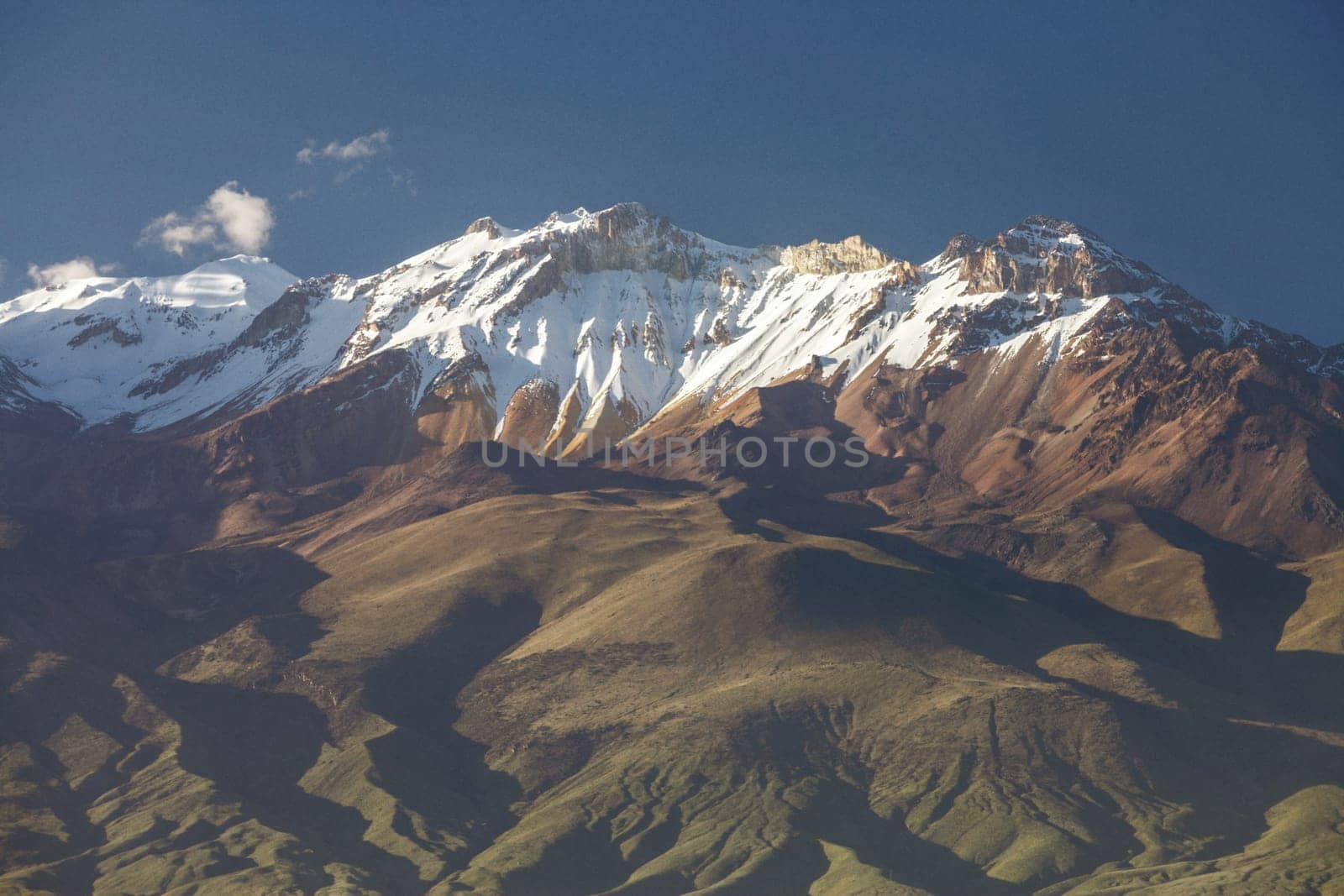 Detail view of volcano Chachani near city of Arequipa in Peru.