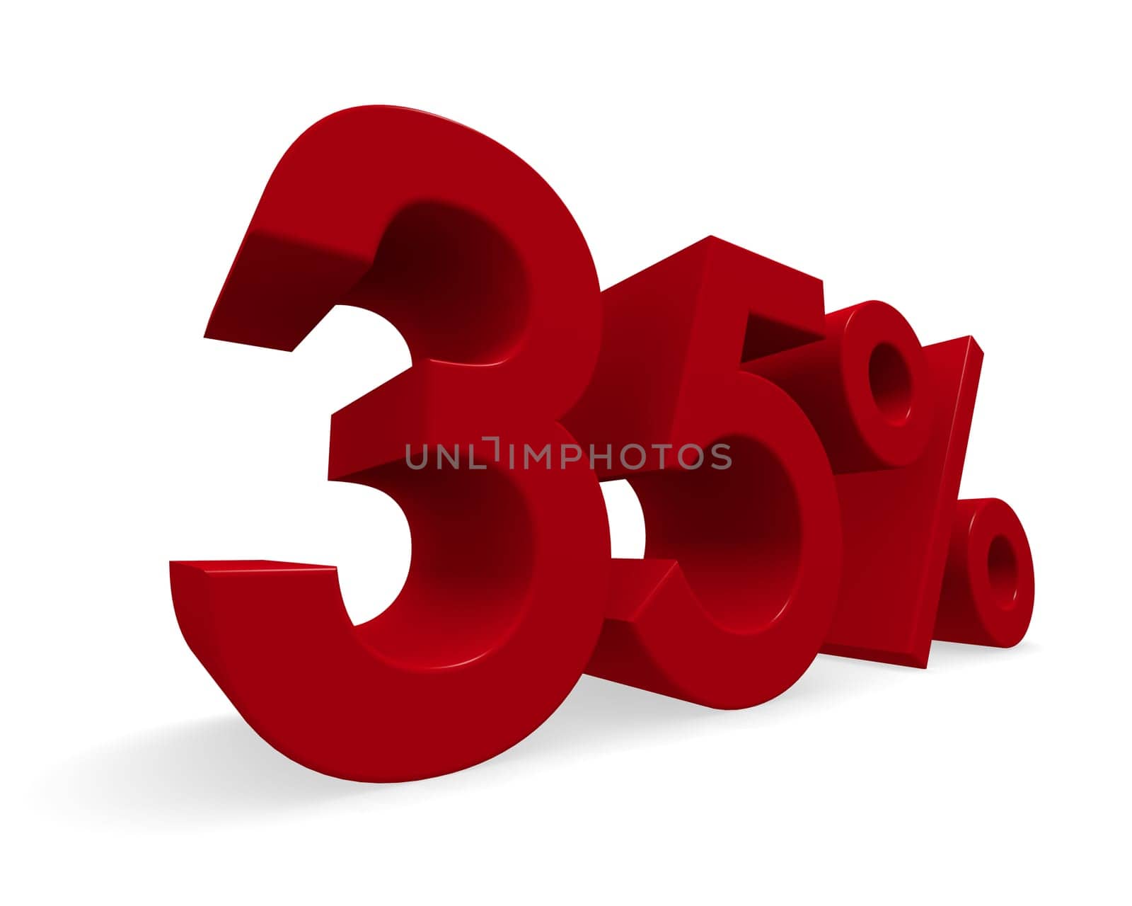 Discount concept image with a red percent icon, 3d rendering
