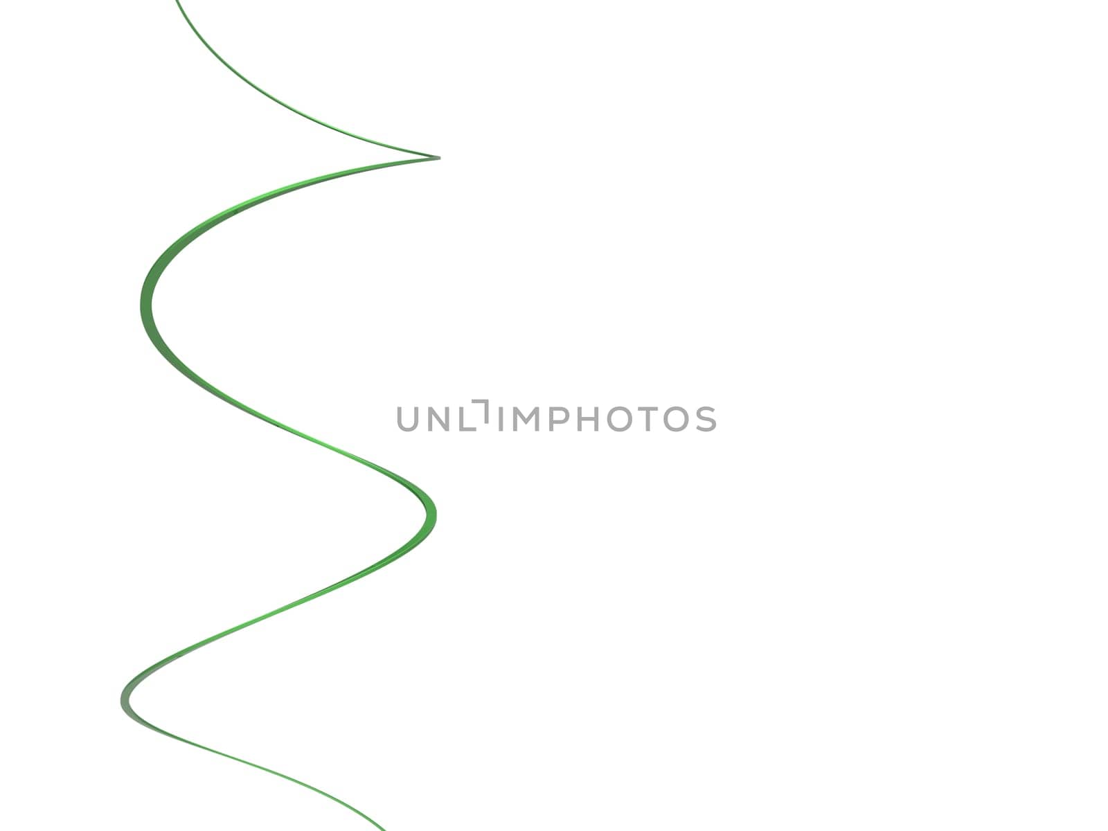 3D rendering nice green curve isolated with white