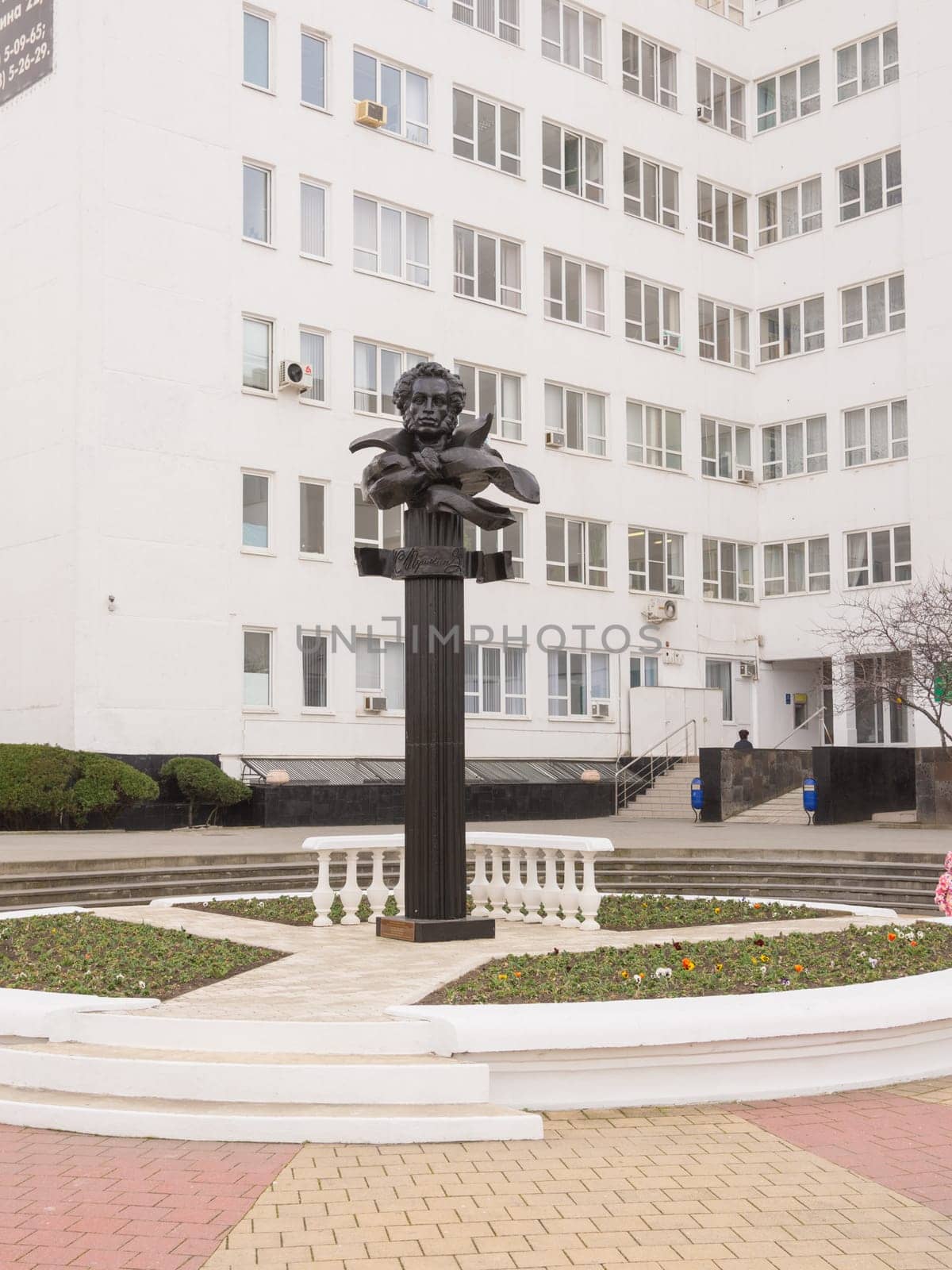 Anapa, Russia - March 9, 2016: Pushkin monument at the main entrance to the resort &quot DILUCH&quot , established in 1999 for the 200th anniversary of his birth