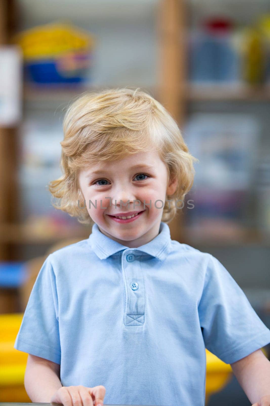 Portrait of a little boy at nursery.