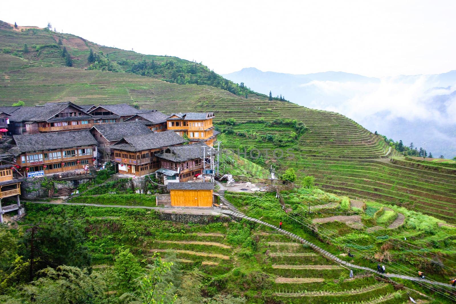 The Longji Rice Terraces located next to the village of Ping'an in China