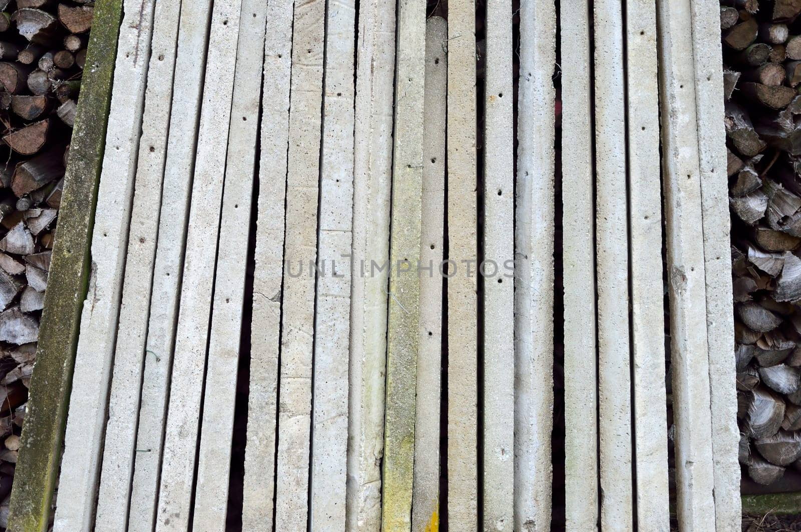 Concrete pillars stored for vineyard