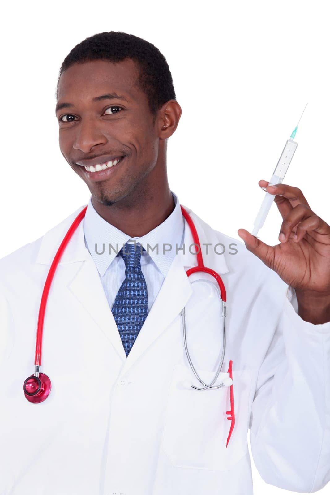 Man with syringe in hand