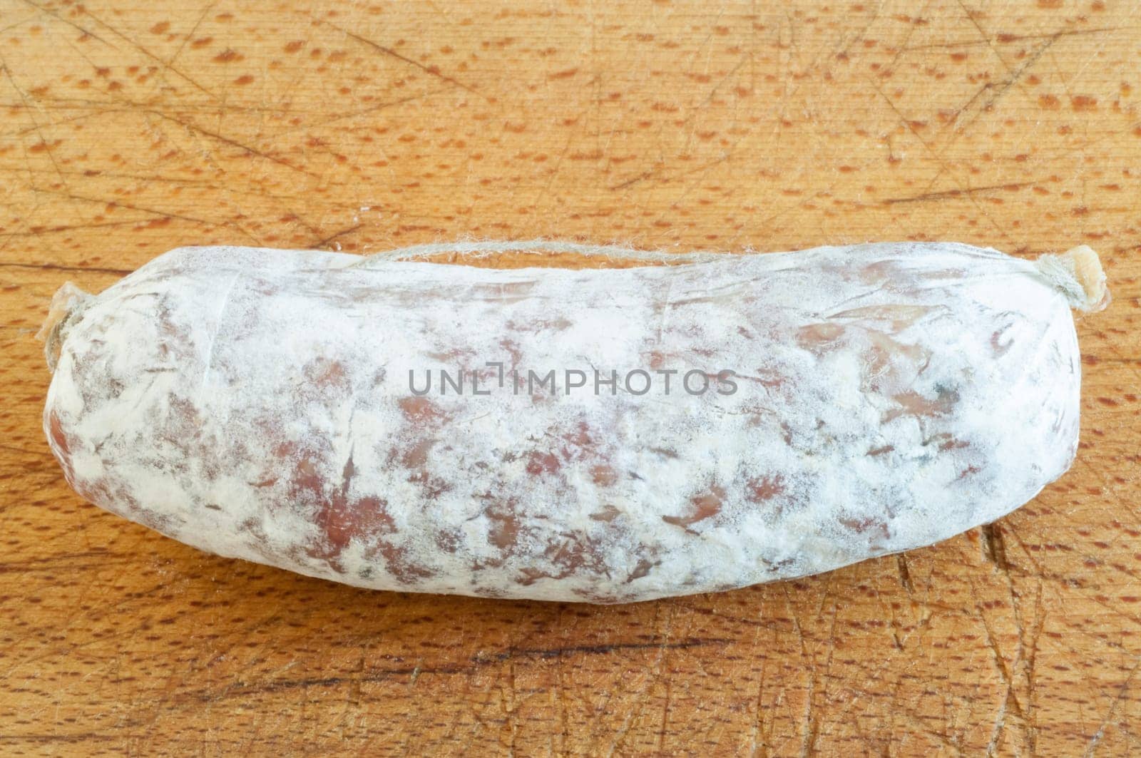 beautiful details of salami on a cutting board