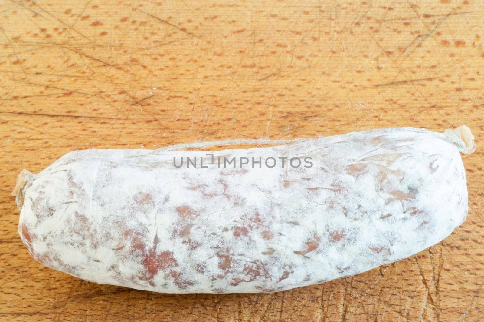 beautiful details of salami on a cutting board