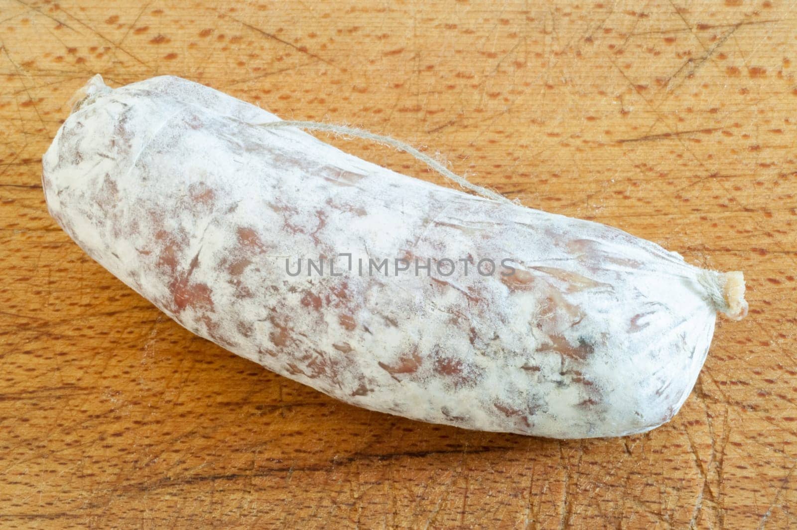 beautiful details of salami on a cutting board