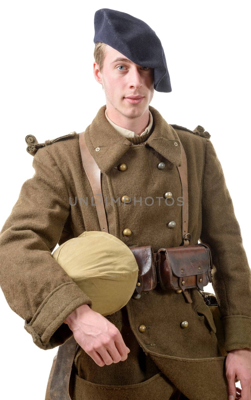 40s french soldier isolated on white background