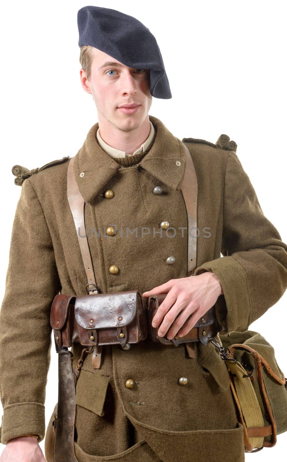 40s french soldier isolated on white background