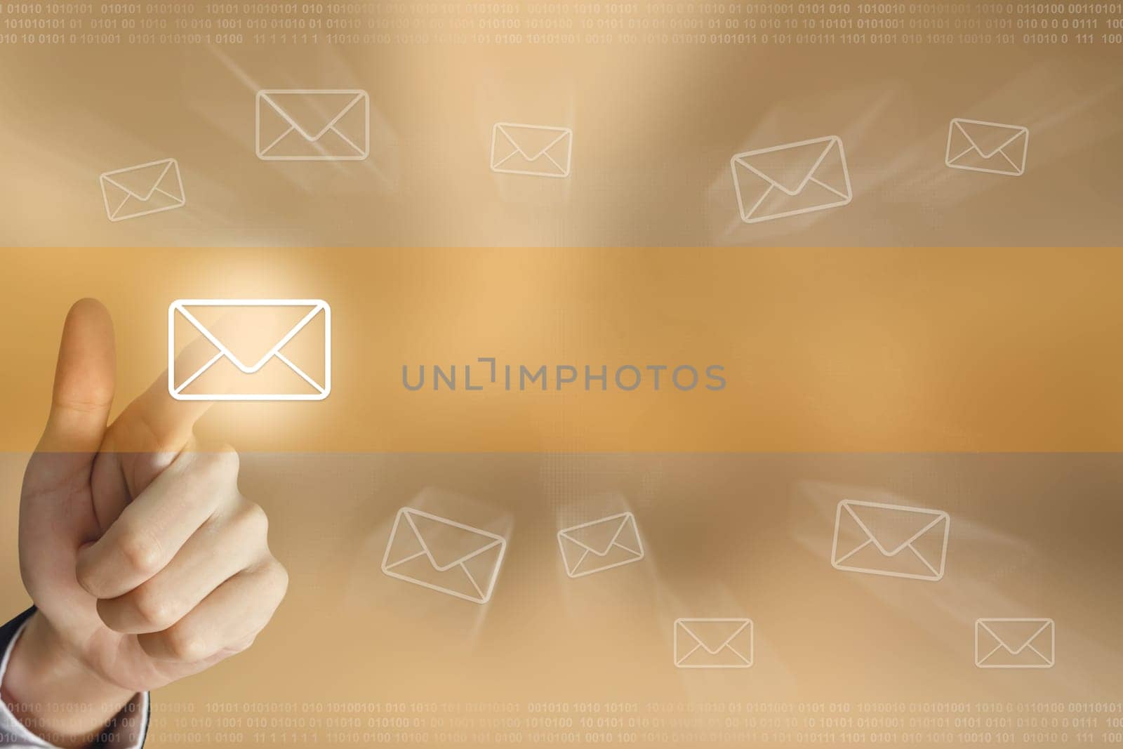 business hand pushing email button, business concept