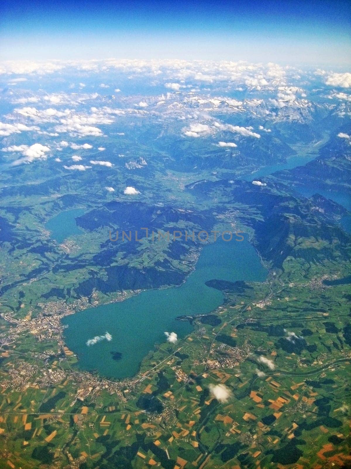 Lake Zug / Zugersee - aerial view during flight