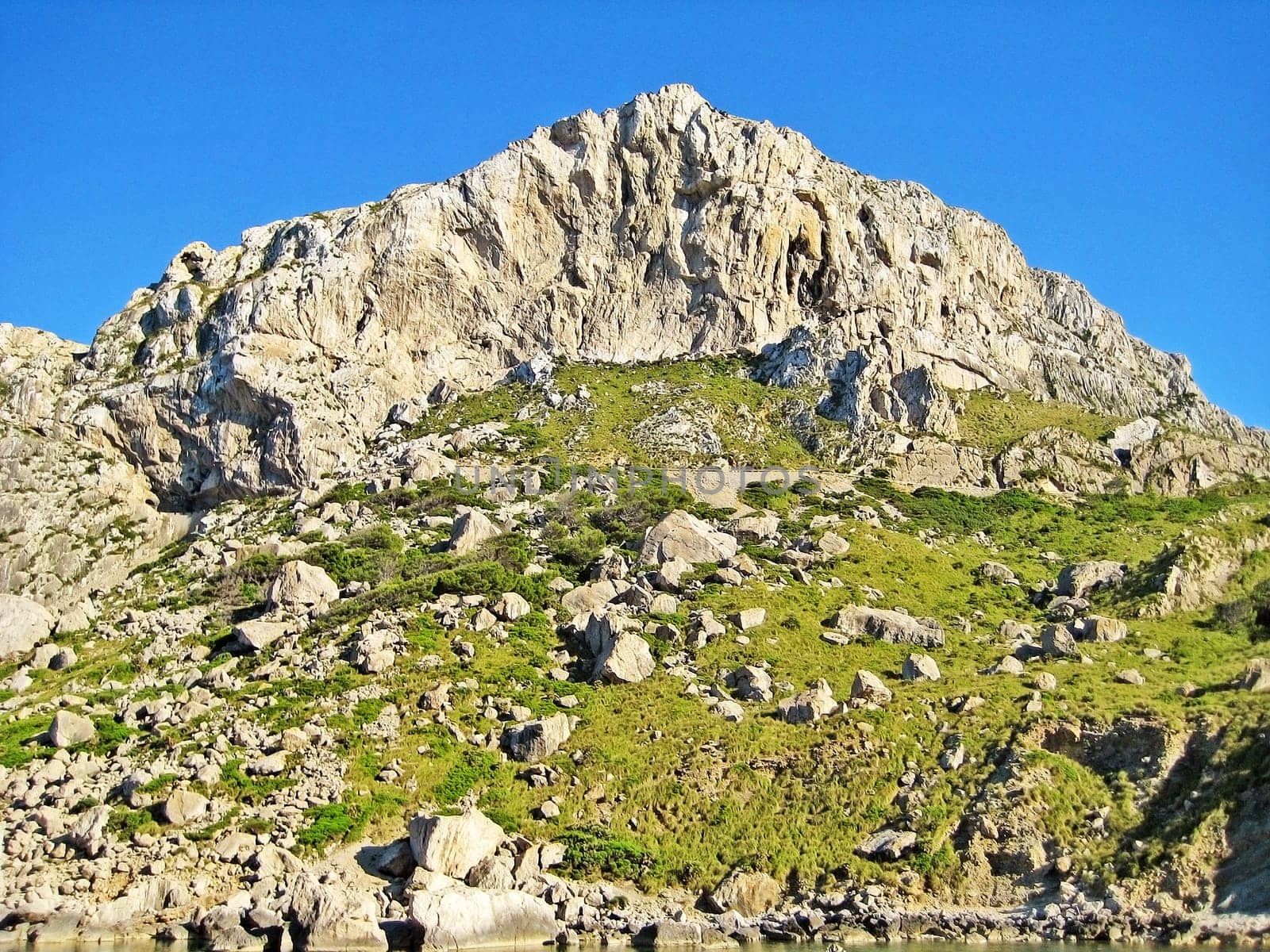 Rock mountain cliff and blue sky