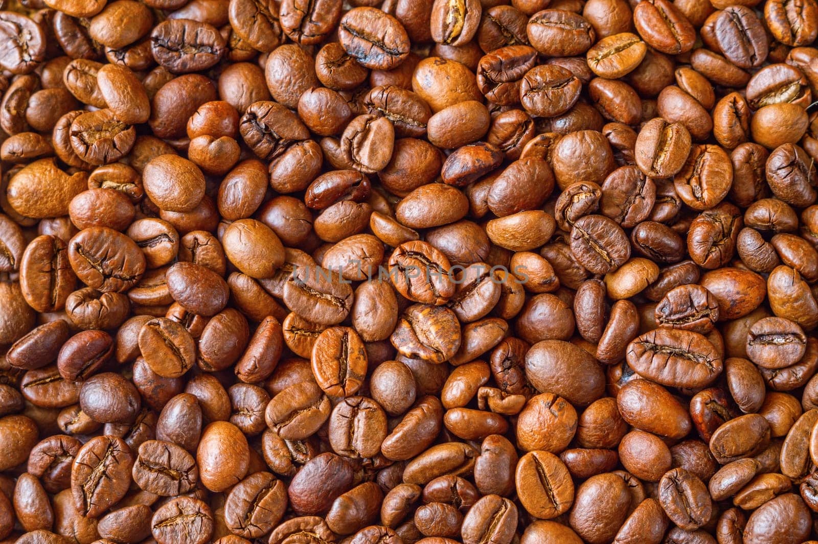 Close up of the roasted coffee beans