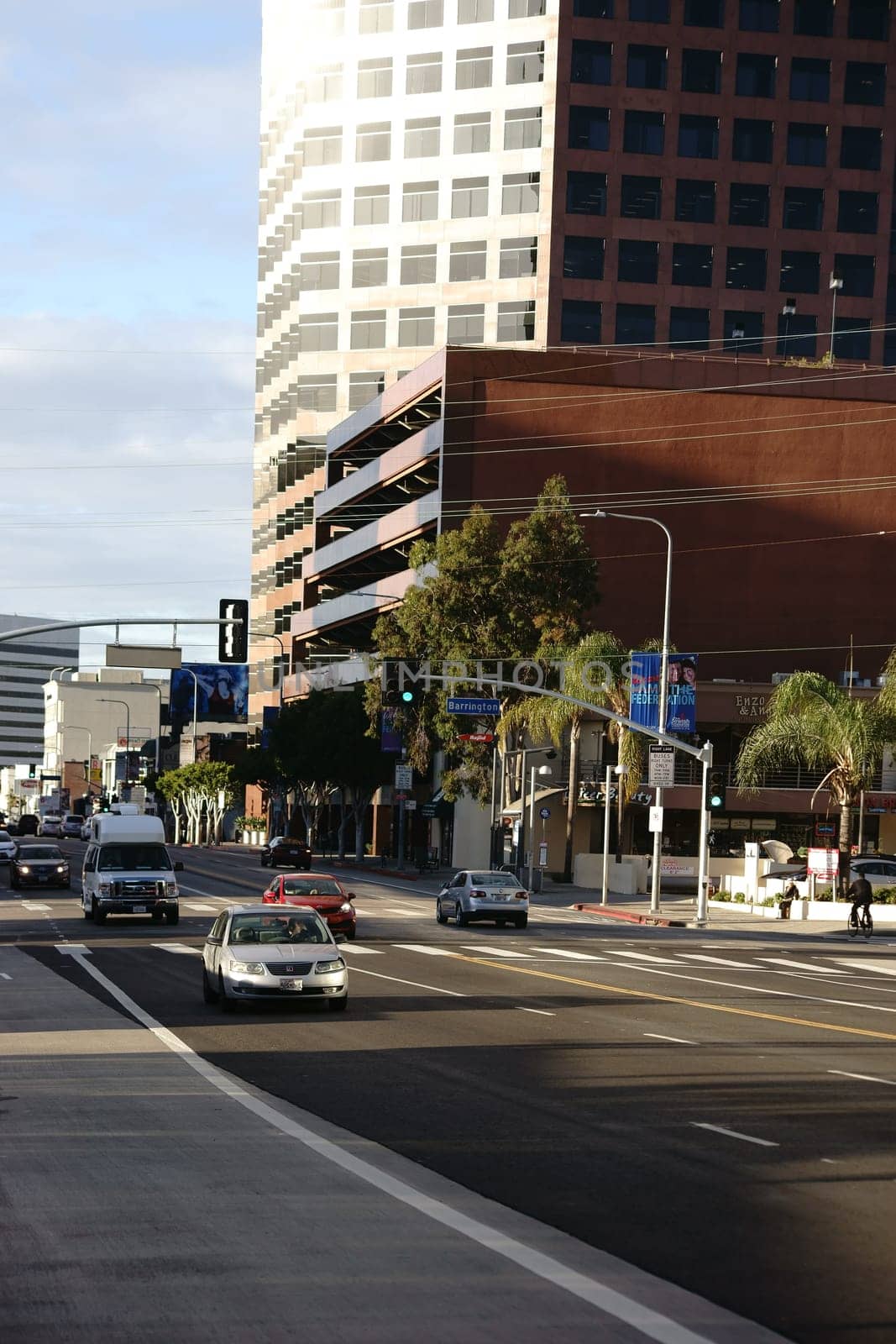 Los Angeles,United States – December 27,2015: The World Savings high-rise as well as office building and shopping malls on Wilshire Boulevard with traffic on December 27,2015 in Los Angeles.