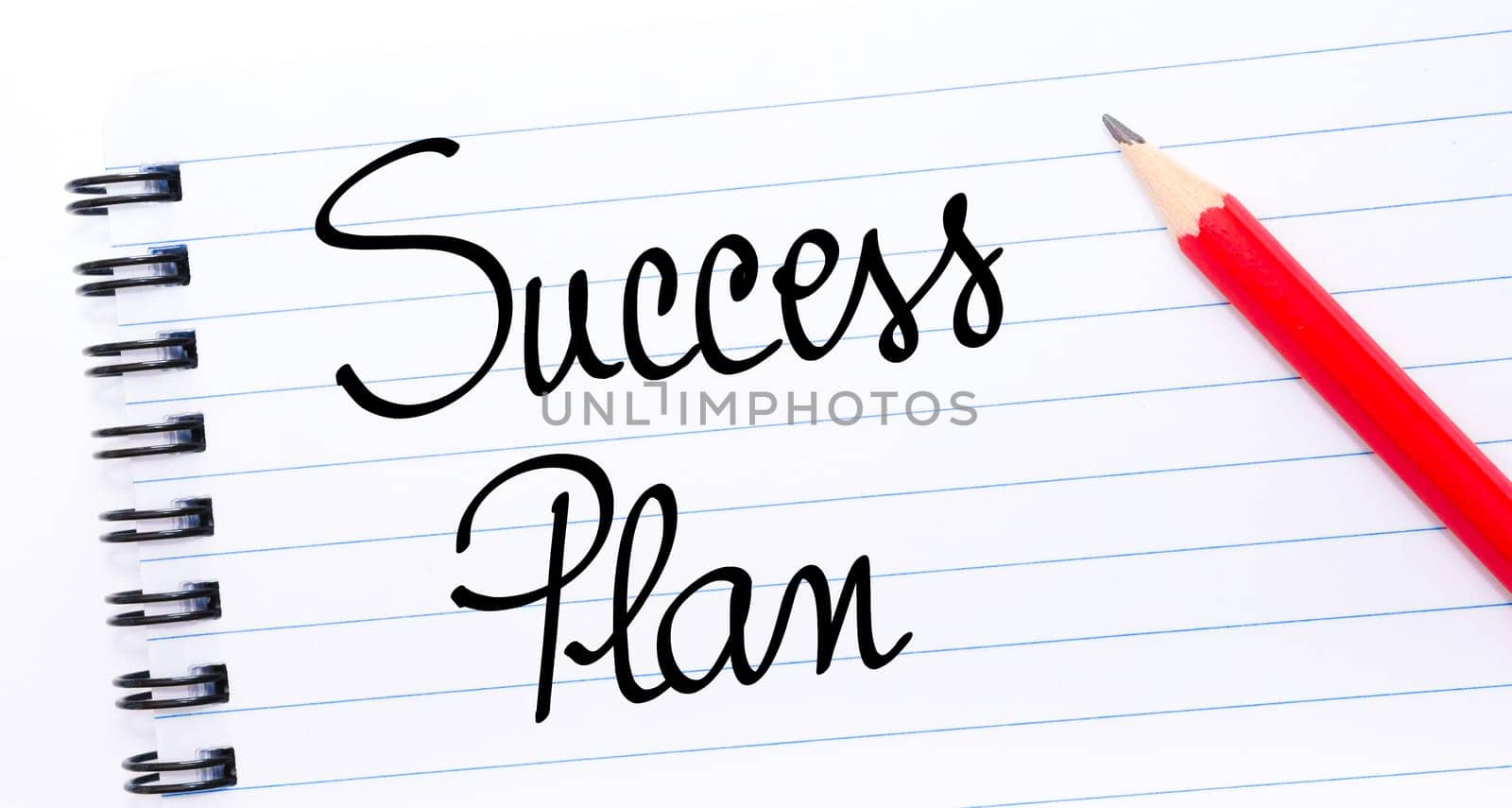 Success Plan written on notebook page with red pencil on the right