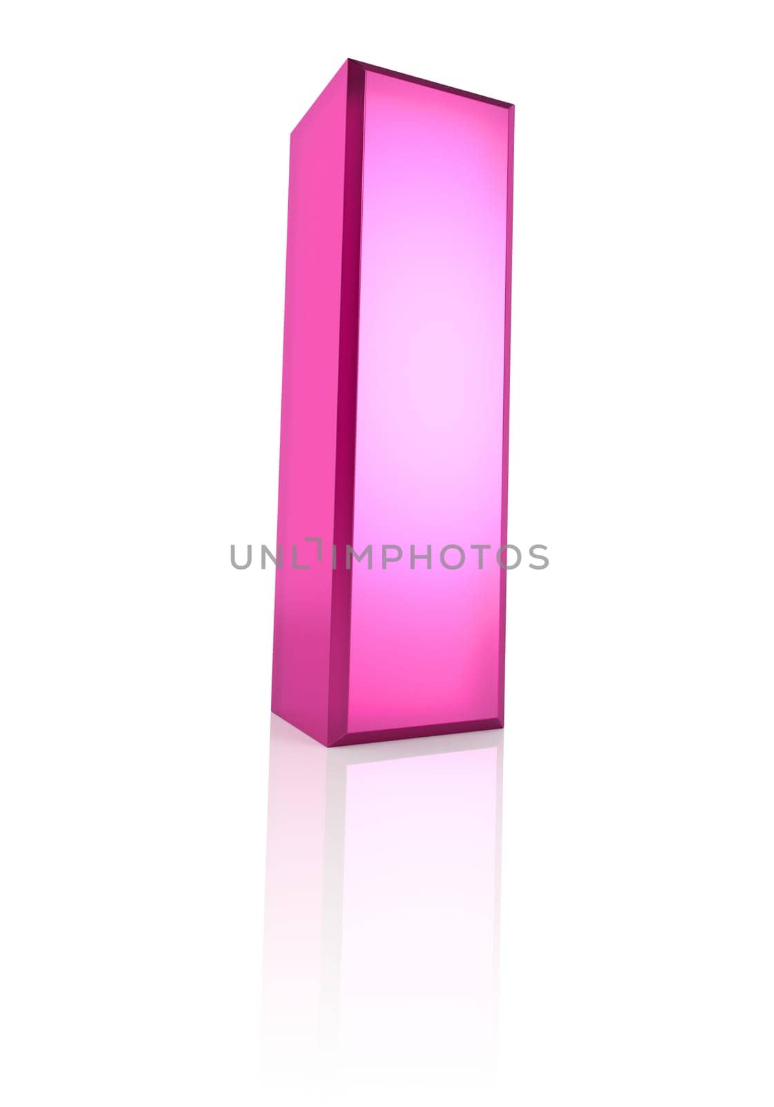 pink letter i isolated on white background. 3d rendering