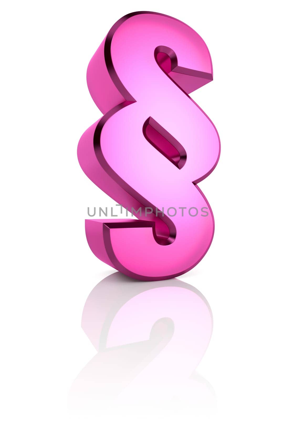 pink paragraph symbol isolated on white background. 3d rendering