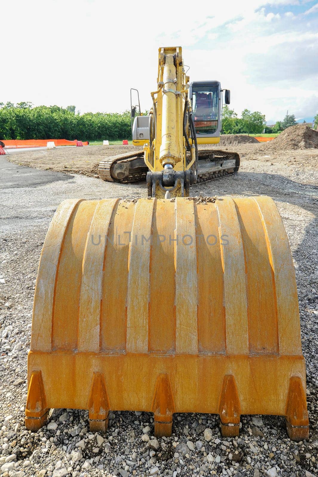 Close up of the blade of a shovel.