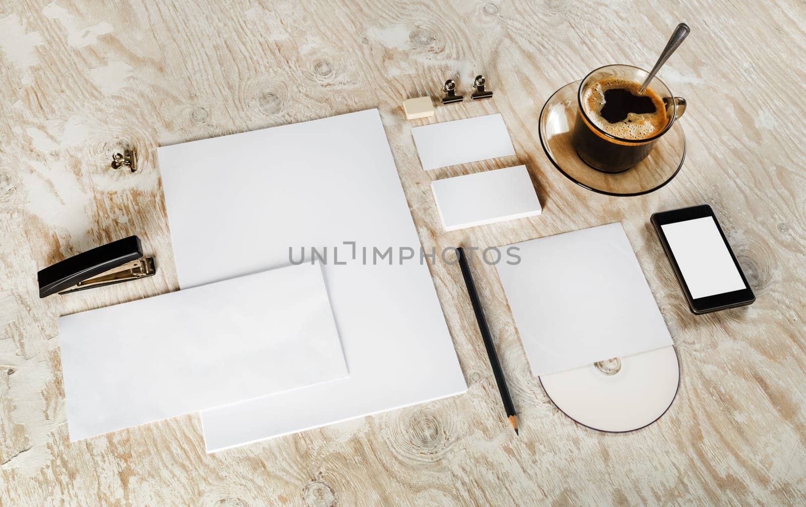 Blank stationery set. ID template. Mock-up for branding identity for designers. Responsive design template.