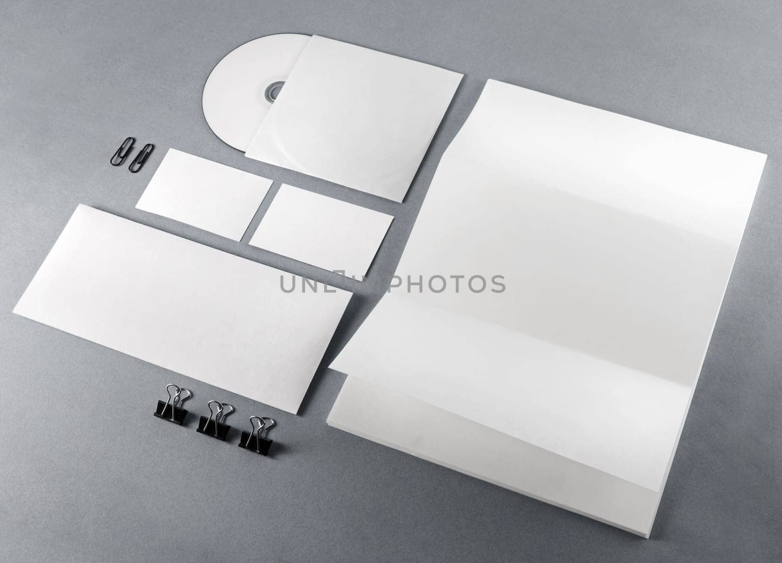 Blank corporate identity set on gray background. For design presentations and portfolios.