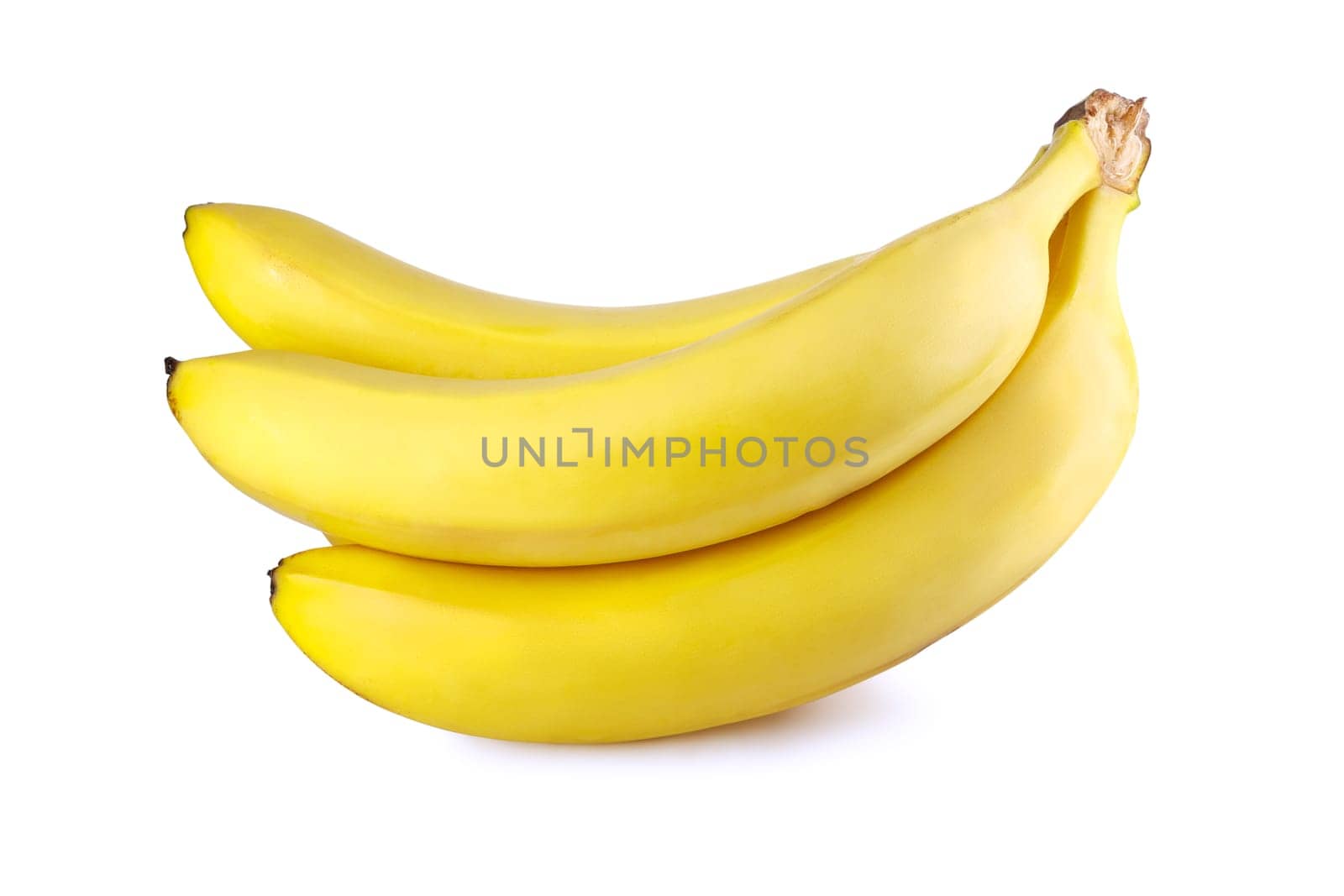 Bunch of ripe bananas on white background.