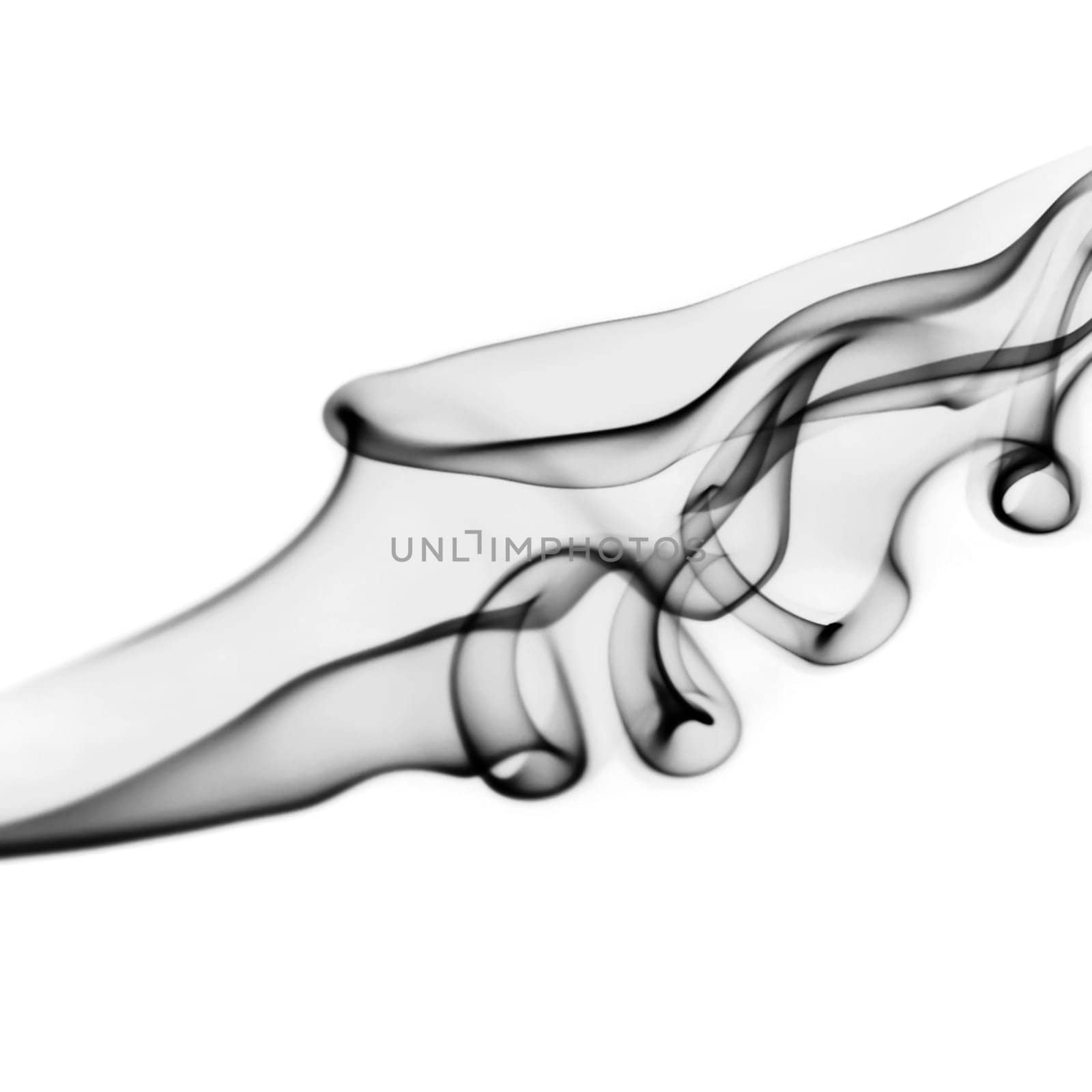 Abstract smoke swirl on white background. Studio shot.